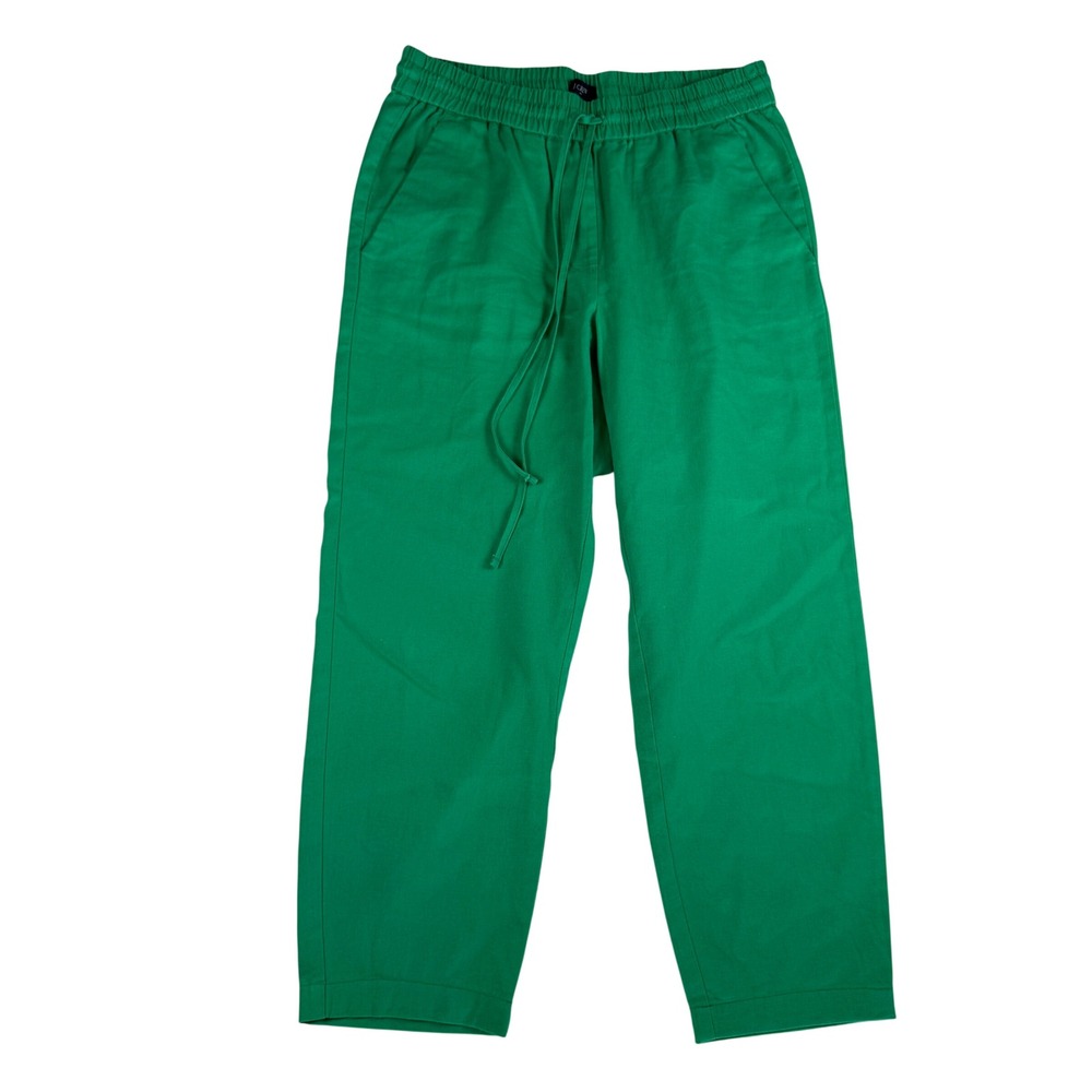 J.Crew Womens Green Linen Cotton Blend Drawstring Elastic Waist Pants Size 2